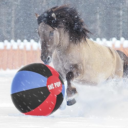 Herding Ball for Dogs Horse Ball& Cover 25" for Horses Large with Hand Pump for Play (Red and Blue and Black / 25 inches)
