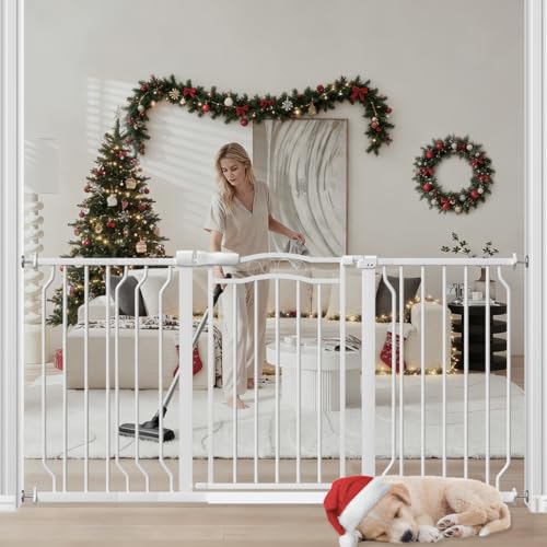 Extra Wide Baby Gate for Doorways 53.1" (White / 53.1"-62.6")