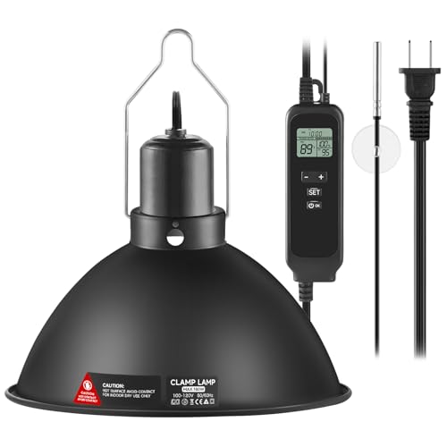 8.5 inch Reptile Heat Lamp Fixture with Thermostat and Timer (8.5 inch without CHE Bulb)