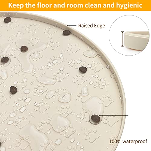 Dog Food Mat Spill (Beige / 19"L x 12"W)