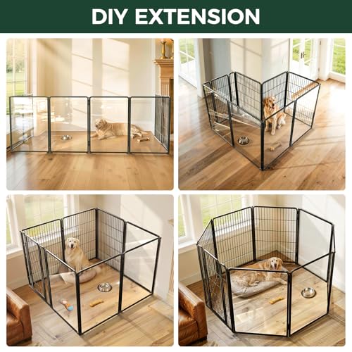 AuraSpace Pro Acrylic & Wire Mesh Indoor Dog Playpen (Black / 40"H)