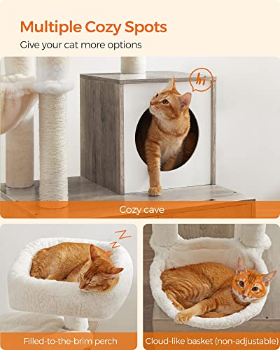 Cat Tree with Litter Box Enclosure (Greige)