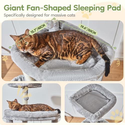 Cat Tree for Large Cats (Light Gray / 72 Inches)