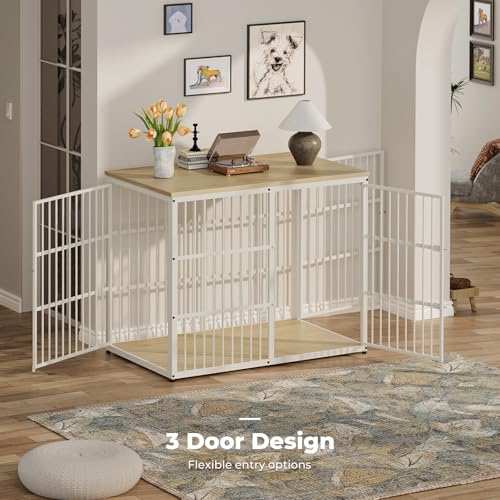 48'' XXL Dog Crate Furniture with 3 Doors for Large Dogs (Natural Beech / 47.2"L x 29.1"W x 37.6"H)