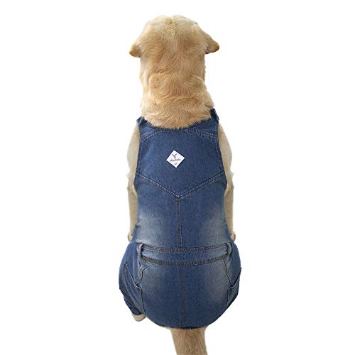 Classic Dog Jeans Overall for Medium Large Dogs (38(Chest 44.88'') / Blue)