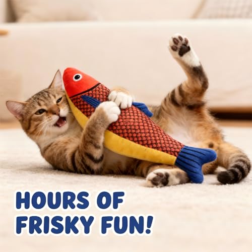 Interactive Catnip Fish Kicker Toy for Indoor Cats (Yellow)