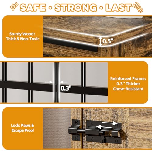 42" Large Dog Crate Furniture (Rustic Brown / 42.1"L x 30.0"W x 35.0"H)