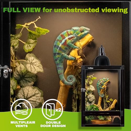 18"x18"x36" Hybrid Reptile Enclosure Cage with Aluminum Frame (18x18x36 inch-two doors / Black)