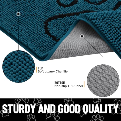 Dog Door Mat for Muddy Paws (48"X30" / Atlantic Blue and Black)