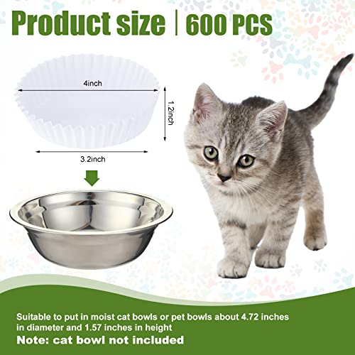 600 Pcs Disposable Pet Bowl Liner for Cat Dogs (White)