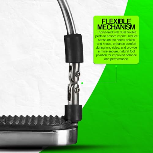 2PC Flex Stainless Steel English Saddle Stirrups with High Strength Iron Stirrups & Anti (4 Inch)