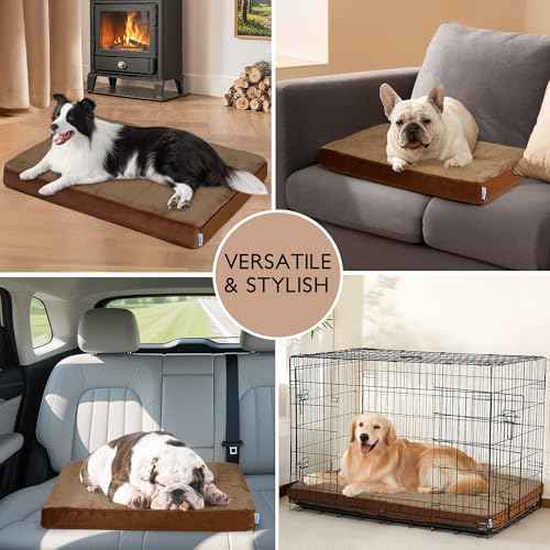 Dog Bed for Large Dog (Khaki / 41"L x 27"W x 3"H)