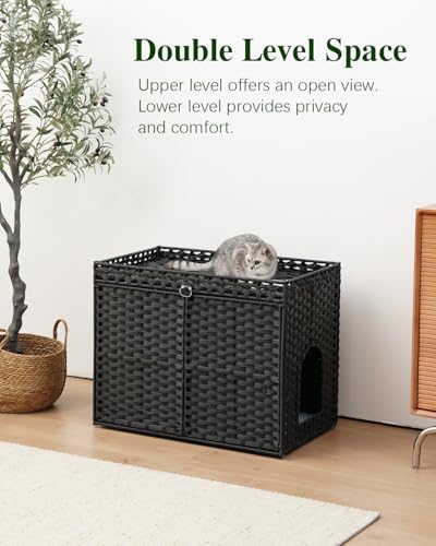 Cat Litter Box Enclosure Furniture (Black)