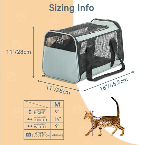 Soft Sided Cat Carrier (18.0"L x 11.0"W x 11.0"H / Z-Cyan blue)