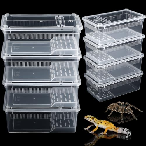8 Pcs Reptile Breeding Box (Vent Strips / Clear / 8.6 x 5.1 x 3.1 Inch)