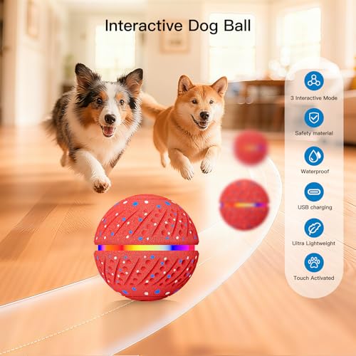Interactive Smart Moving Dog Ball Toy (Red / 2.8 inches)