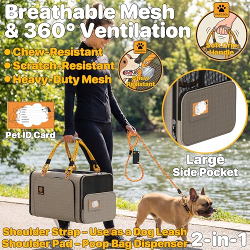 Expandable Pet Carrier for Small Cats & Dogs (18.0"L x 11.0"W x 11.0"H / Khaki Plaid)
