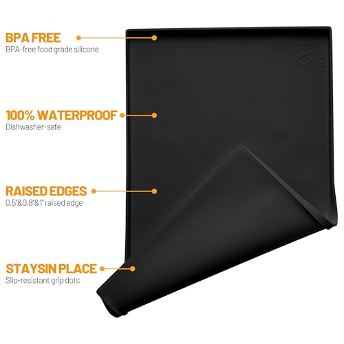 Dog Feeding Mat (Black / 28"l X 18"w)