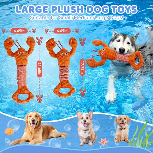 Tug of War Dog Toy Squeaky Dog Toys Interactive Lobster Puppy Toys (Orange Lobster)