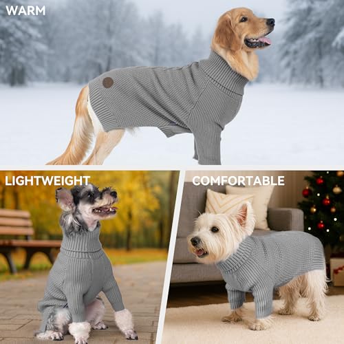 Dog Sweater Long Sleeve Warm Sweaters for Giant Breed Dogs Boy Girl (Grey / XXXX-Large)