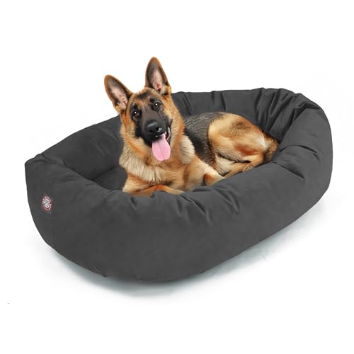 Suede Shredded Memory Foam Mix Calming Dog Bed Washable (Gray)