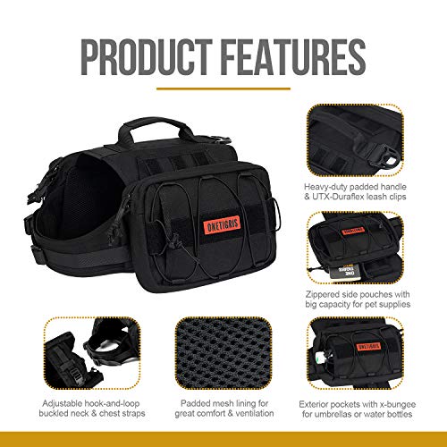 Dog Backpack for Medium & Large Dogs (Black / Large)