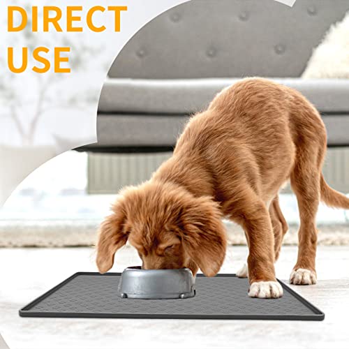 Pet Placemat for Dog and Cat (18"L x 12"W / Grey)
