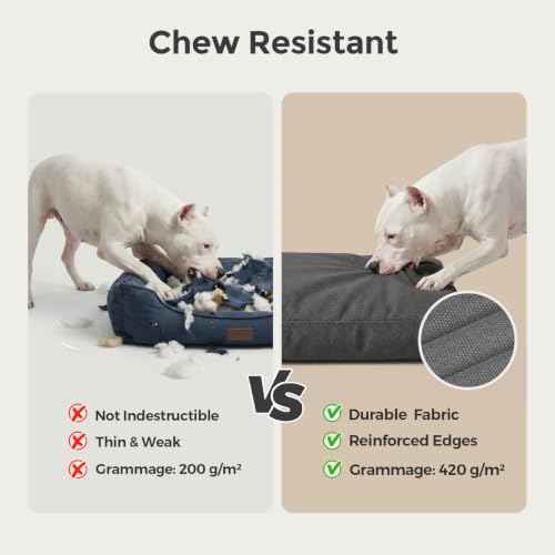 47 Inch Indestructible Dog Bed for Aggressive Chewers (Dark Grey / XX-Large)