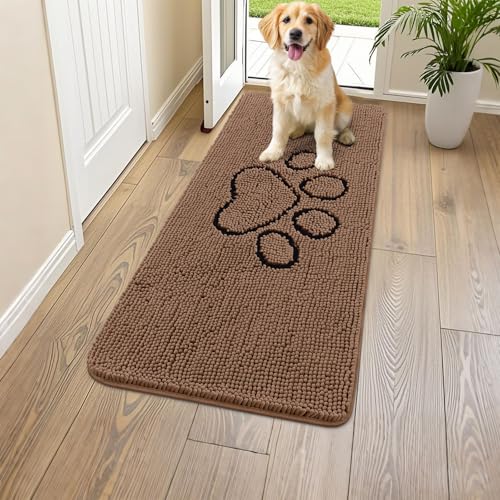 Dog Door Mat for Muddy Paws (47"X24" / Coffee and Black)