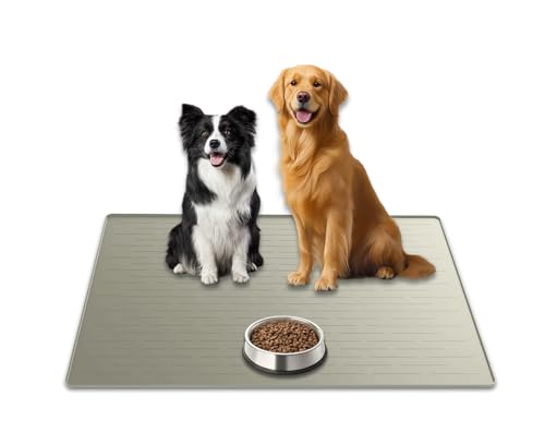 31.8"x23.8" Extra Large Pet Food Mat (Gray Green / 31.8"L x 23.8"W)