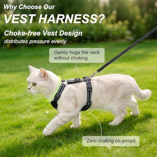 Cat Harness and Leash Set (Black / S (Chest: 11 - 16"))
