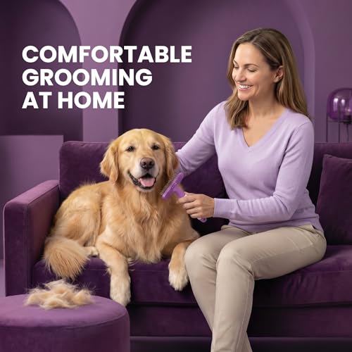Poodle Pet Dog Grooming Rake (Purple / Shedding Comb)