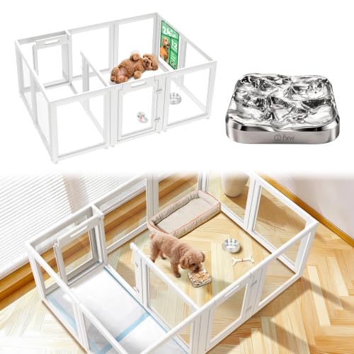 AuraSpace Acrylic Dog Playpen System with Lick Mat (White / 24"H)