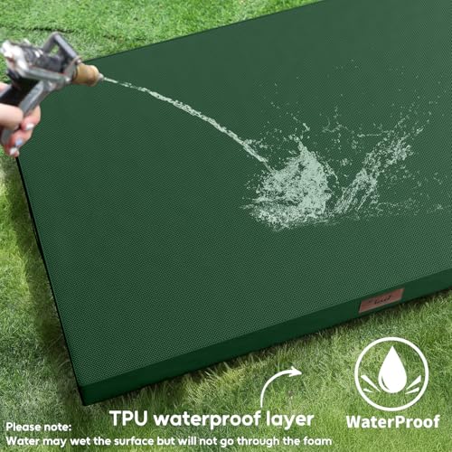 Large Waterproof Orthopedic Dog Bed with Egg Crate Foam (Dark Green / 41.0"L x 27.0"W x 3.5"Th)