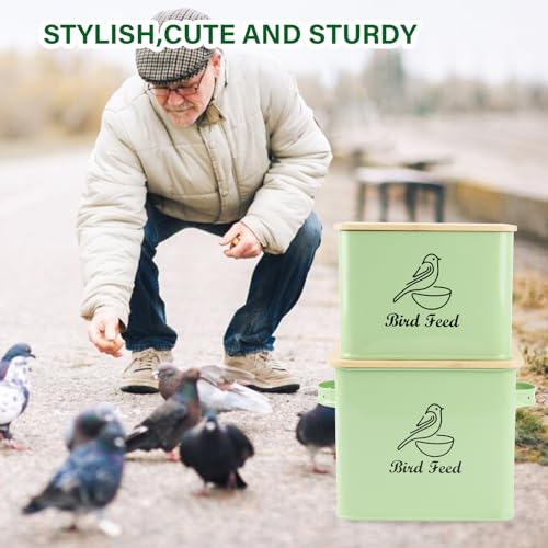 Bird Seed Storage Container Set of 2 (Green(Bird Feed))