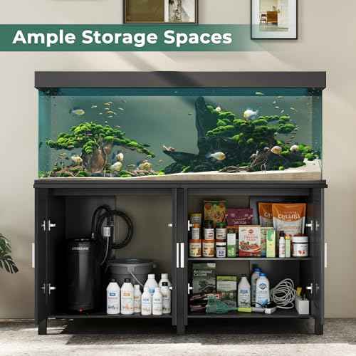 100 150 Gallon Fish Tank Stand Aquarium Stand with Cabinet Storage (Style1-Black / 60 inch)