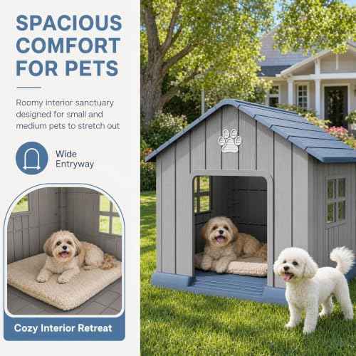 Dog House for Medium Size Dogs (Blue / 32.5''L x 33.7''W x 31.18''H)