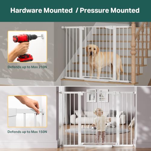 36 in Extra Tall Baby Gate for Stairs (White / 29.7-51.5"W x 36"H)