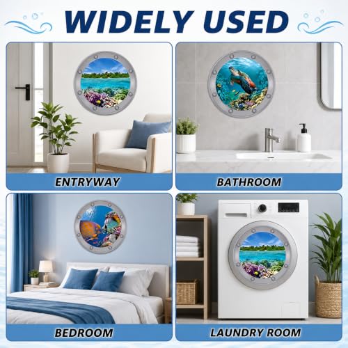 Ocean Animals World Under Sea Wall Decor Includ Sea Turtles Fishes Coral 3p (Blue 04)