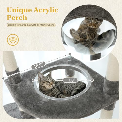 Floor to Ceiling Cat Tree (93''-102'' / Large Gray)