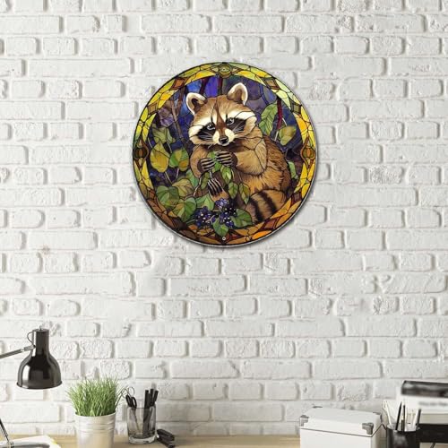 Metal Tin Sign (12×12 Inches / Raccoon-2)