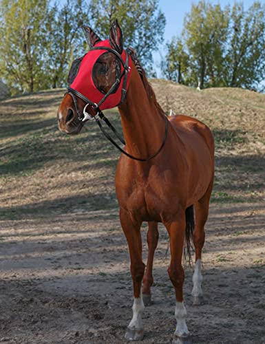 Horse Fly Mask with Ears (Rose Red / Medium)