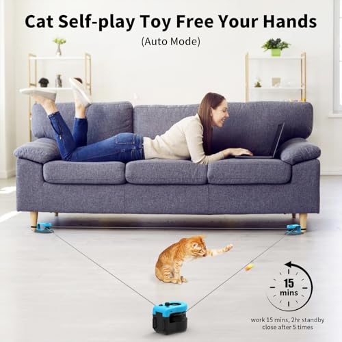 Upgraded Interactive Cat Toy for Indoor Cats Chase (Sky Blue)