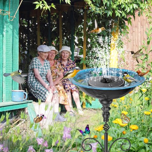 35In Tall Bird Bath for Outside (Retro Blue)