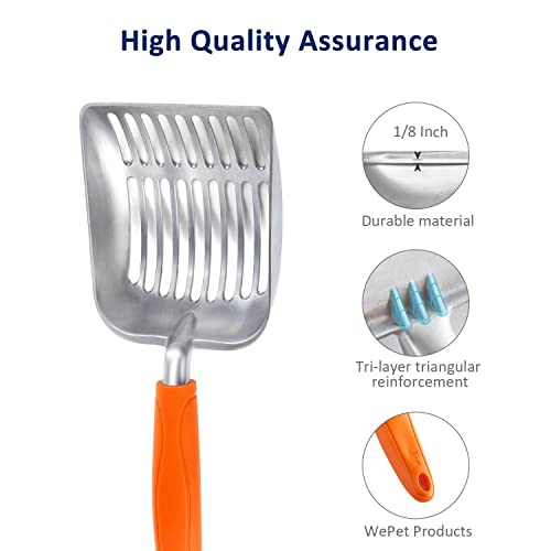 Cat Litter Scoop (Small / FLAT Aluminum \ #09 Orange Handle)