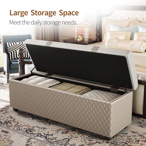 Colorful Faux Leather 38 Inch Storage Bench with Hinged Lid and Foot Rest (Multi Color)