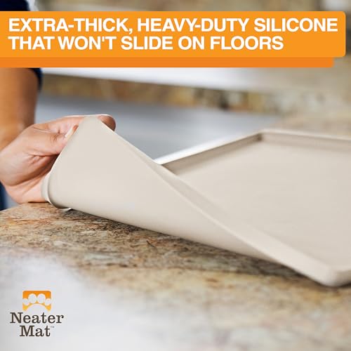 Neater Mat Pet Mats for Food and Water (16"L x 10"W / Cream)