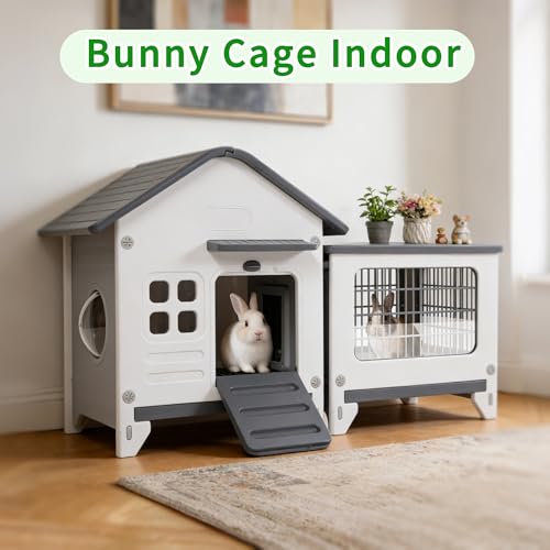 Rabbit Cage Outdoor Indoor (Grey / 42.1" L x 17.7" W x 27.2" H)