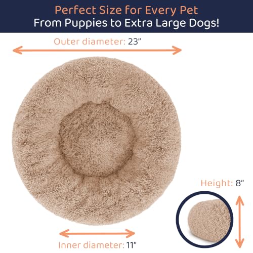 Calming Donut Dog Bed for Small Dogs (Camel / Small (23"L x 23"W x 8"Th))