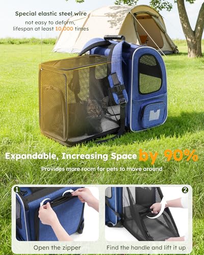 Cat Backpack Visiable (Blue / 12.6"L x 10.2"W x 16.5"H)